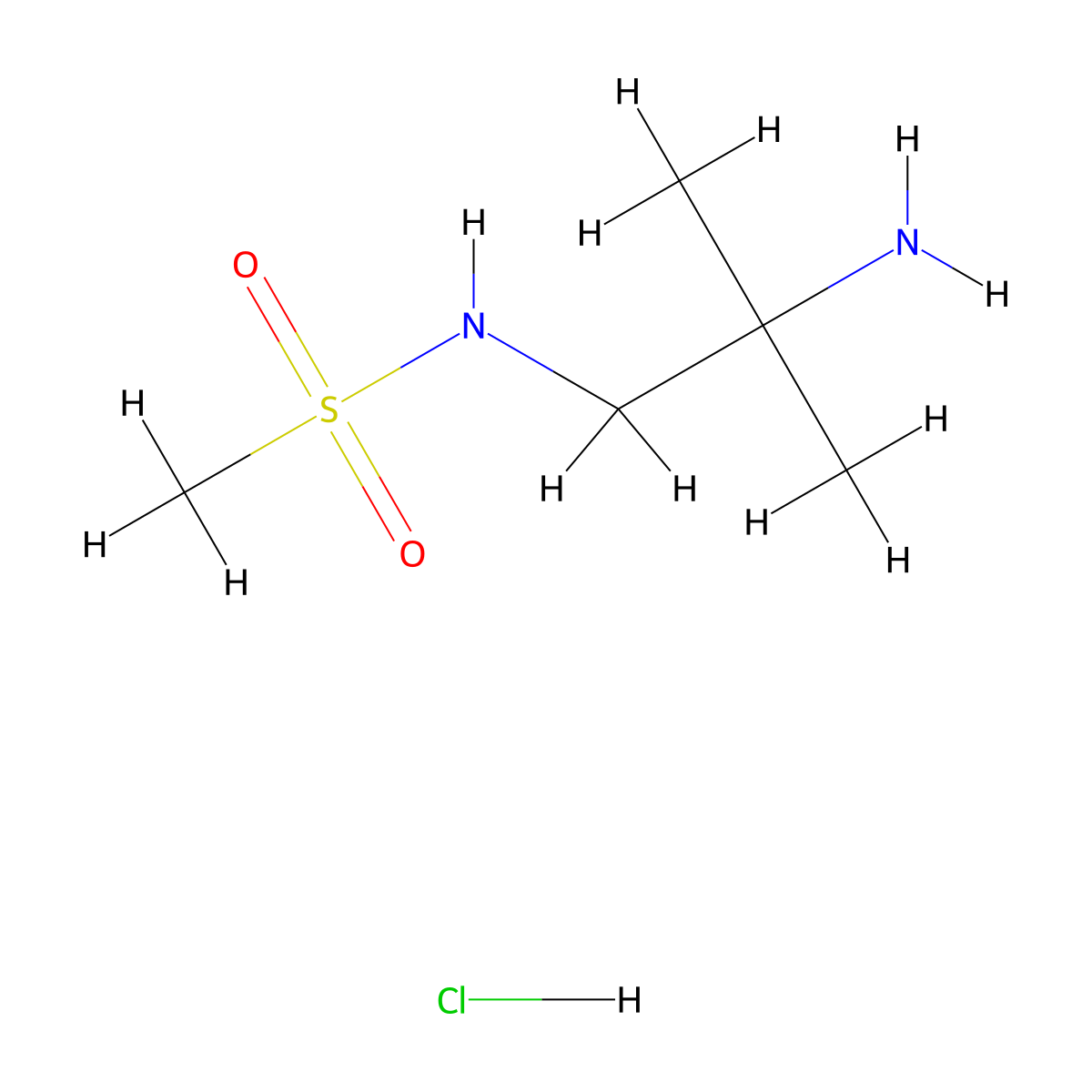 N-(2-amino-2-methylpropyl)methanesulfonamide hydrochloride molecular structure, CAS 2095408-97-0