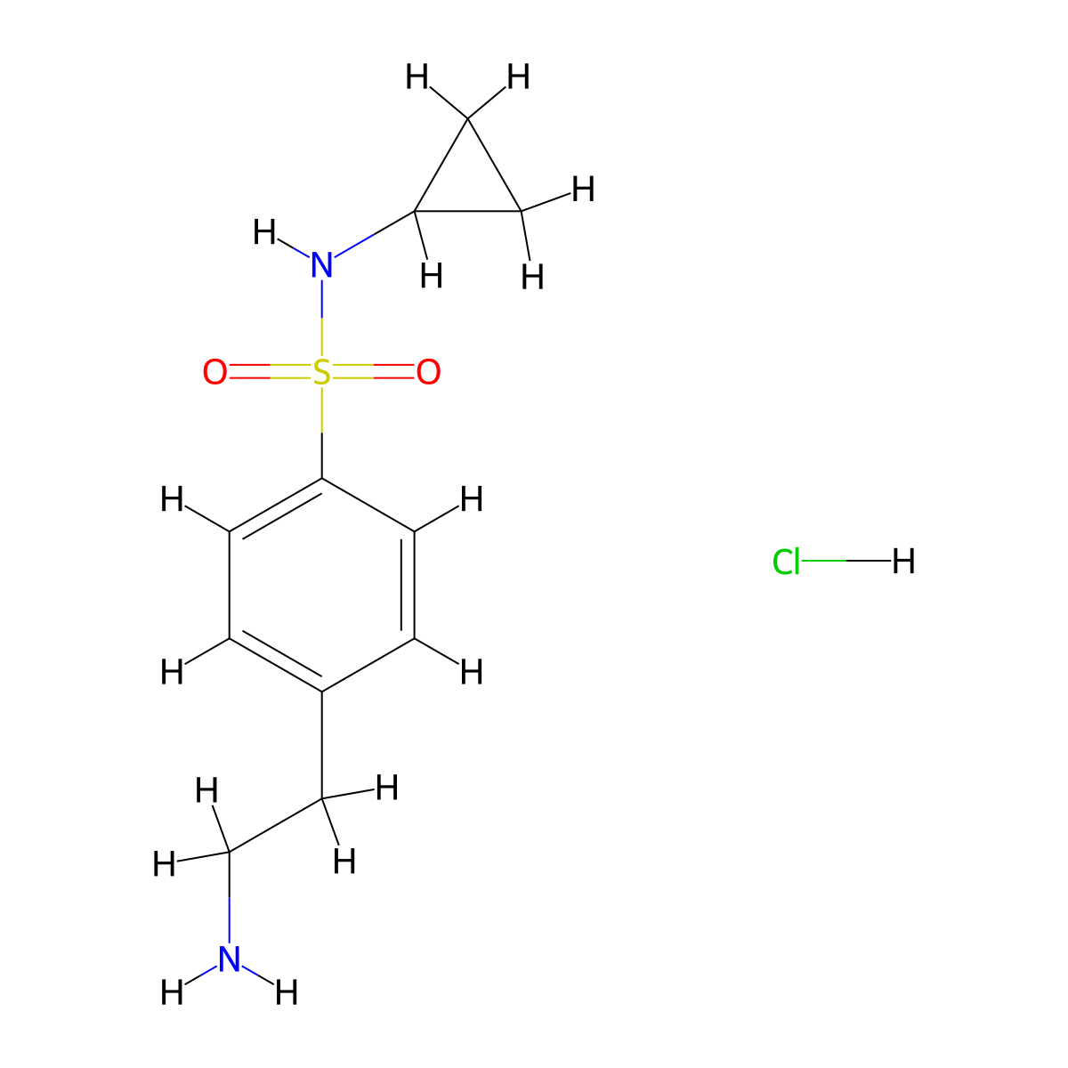 4-(2-aminoethyl)-N-cyclopropylbenzene-1-sulfonamide hydrochloride molecular structure, CAS 2095408-98-1