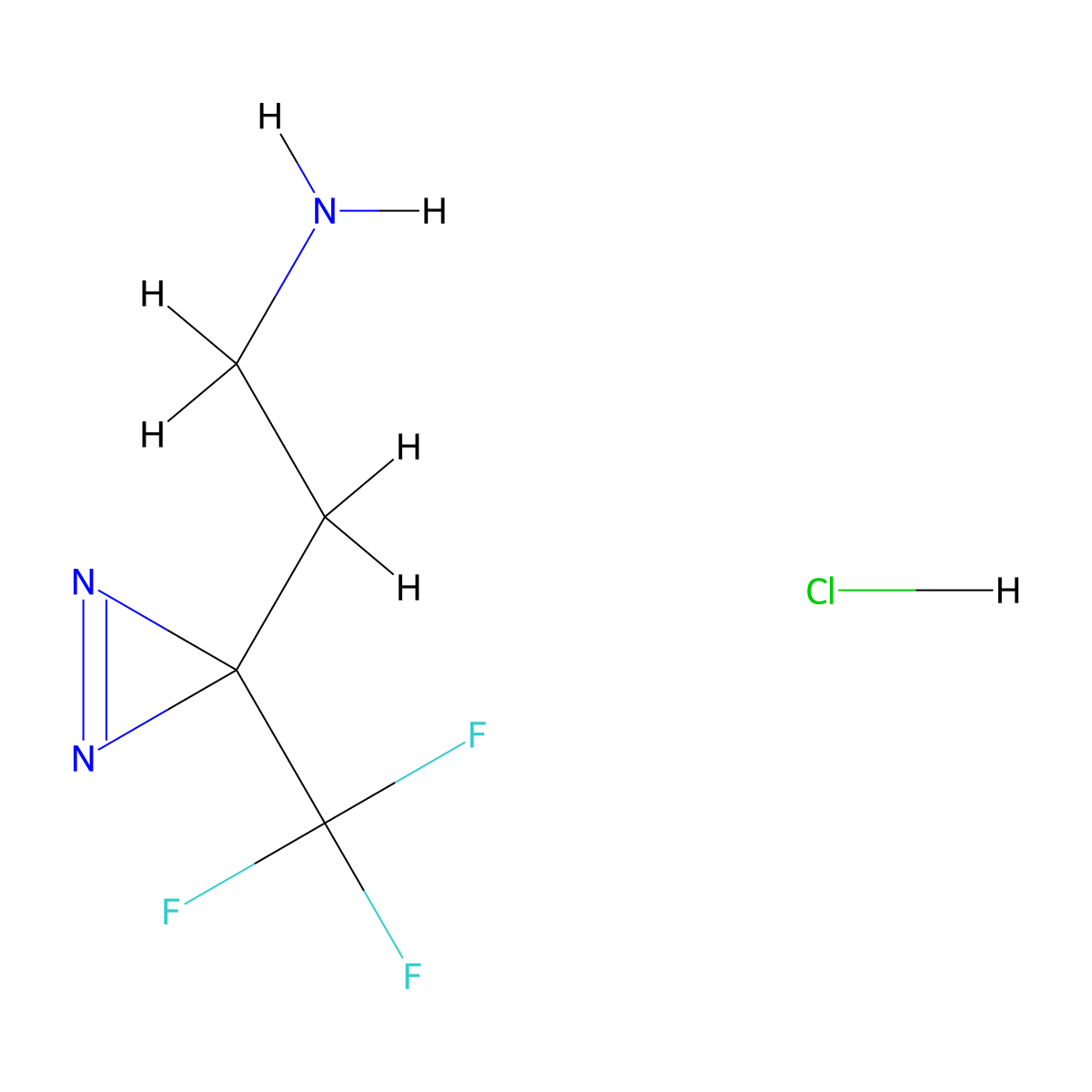 2-[3-(trifluoromethyl)-3H-diazirin-3-yl]ethan-1-amine hydrochloride molecular structure, CAS 2095409-03-1