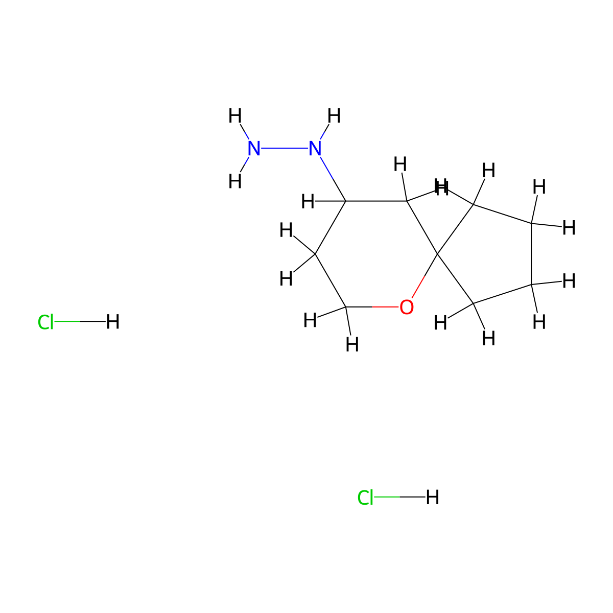 {6-Oxaspiro[4.5]decan-9-yl}hydrazine dihydrochloride molecular structure, CAS 2095409-04-2