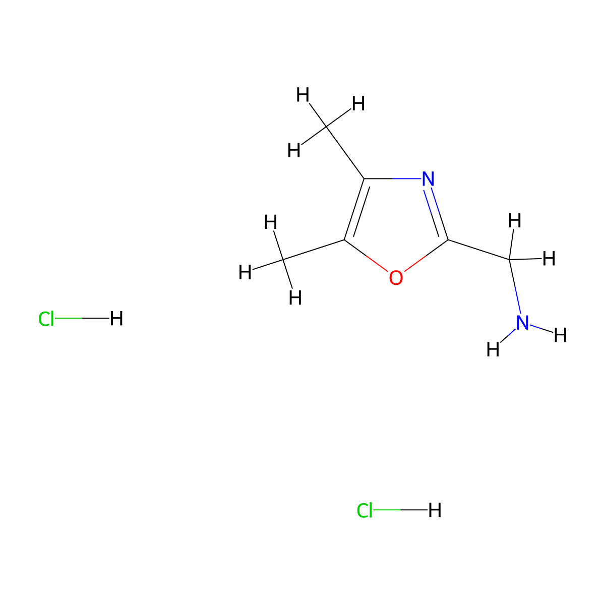(Dimethyl-1,3-oxazol-2-yl)methanamine dihydrochloride molecular structure, CAS 2095409-07-5