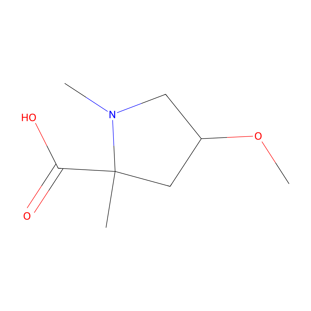 4-Methoxy-1,2-dimethylpyrrolidine-2-carboxylic acid molecular structure, CAS 2095409-11-1