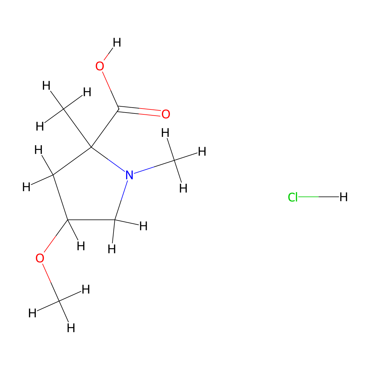 4-Methoxy-1,2-dimethylpyrrolidine-2-carboxylic acid hydrochloride molecular structure, CAS 2095409-12-2