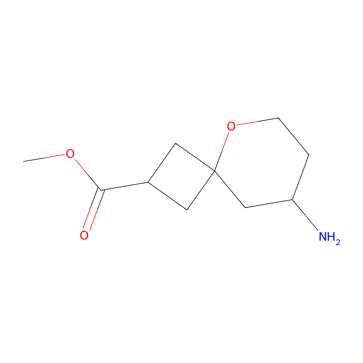 Methyl 8-amino-5-oxaspiro[3.5]nonane-2-carboxylate molecular structure, CAS 2095409-14-4
