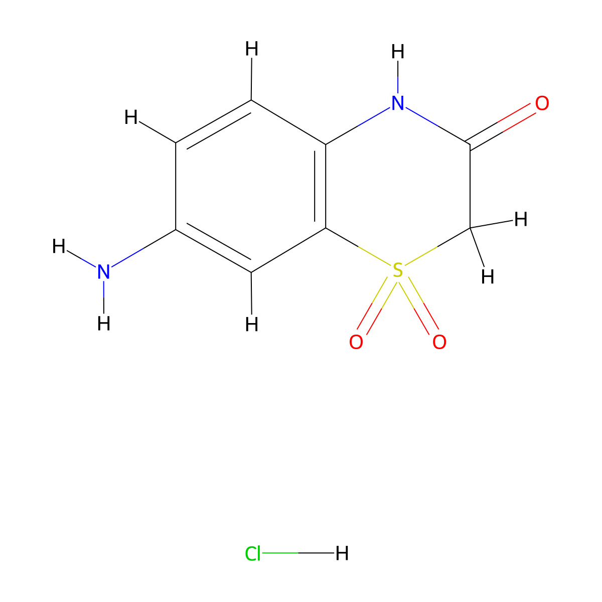 7-amino-3,4-dihydro-2H-1lambda6,4-benzothiazine-1,1,3-trione hydrochloride molecular structure, CAS 2095409-15-5