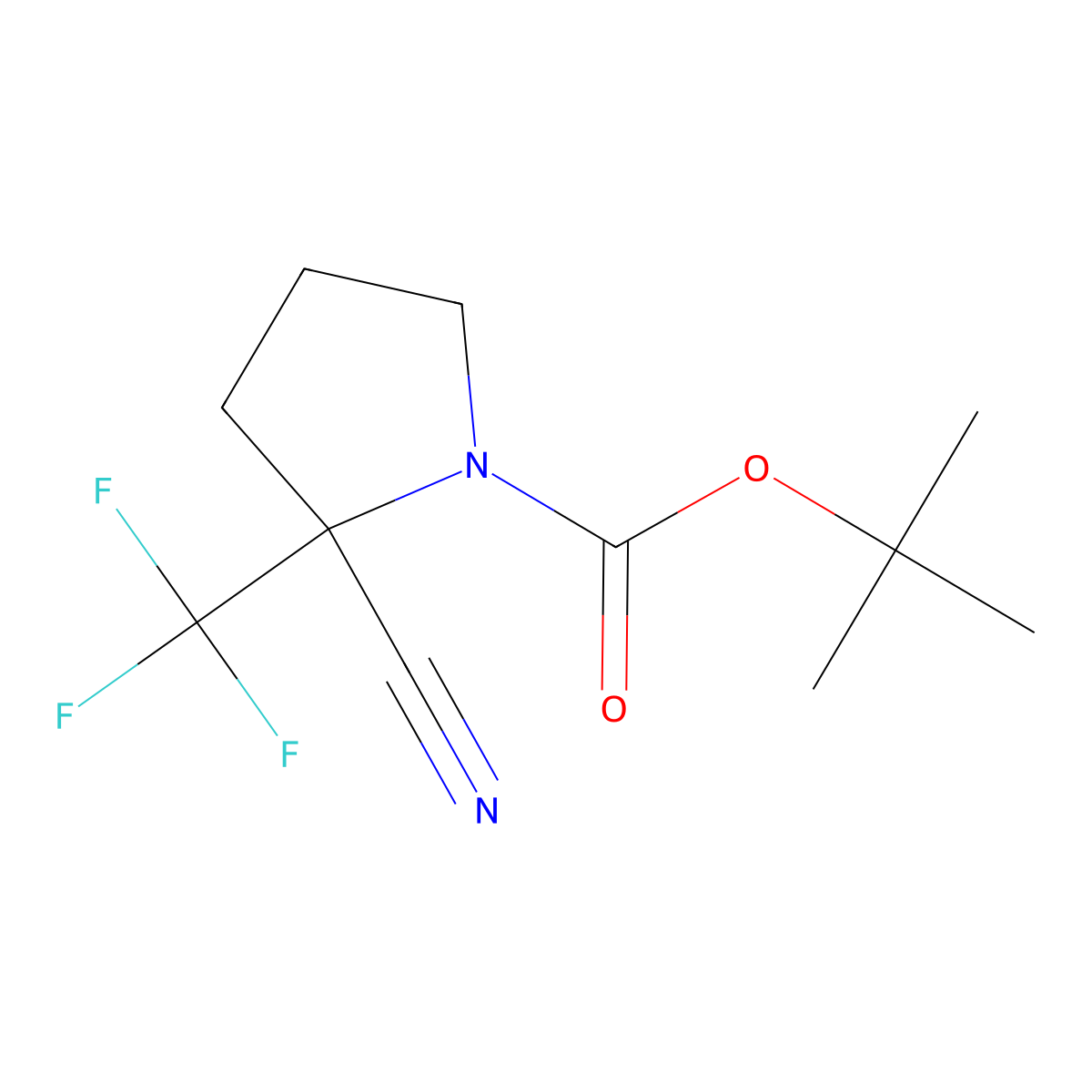 Tert-butyl 2-cyano-2-(trifluoromethyl)pyrrolidine-1-carboxylate molecular structure, CAS 2095409-30-4