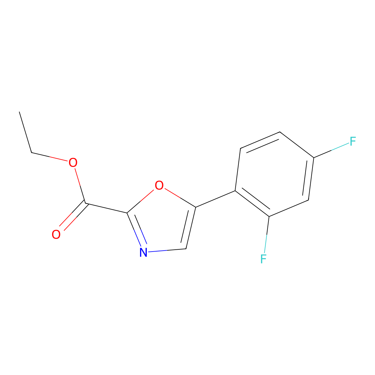Ethyl 5-(2,4-difluorophenyl)oxazole-2-carboxylate molecular structure, CAS 2095409-33-7