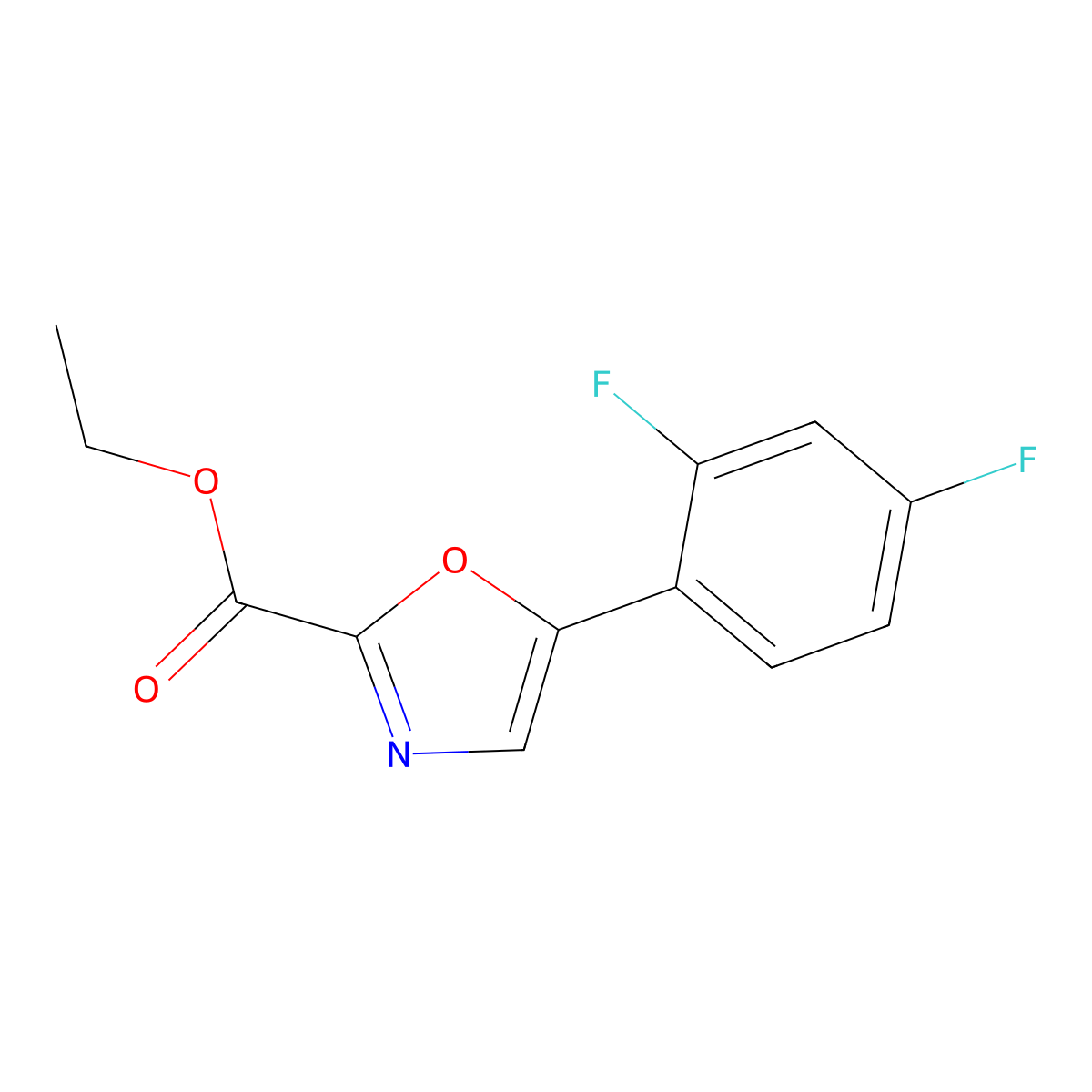 Ethyl 5-(2,4-difluorophenyl)oxazole-2-carboxylate molecular structure, CAS 2095409-33-7