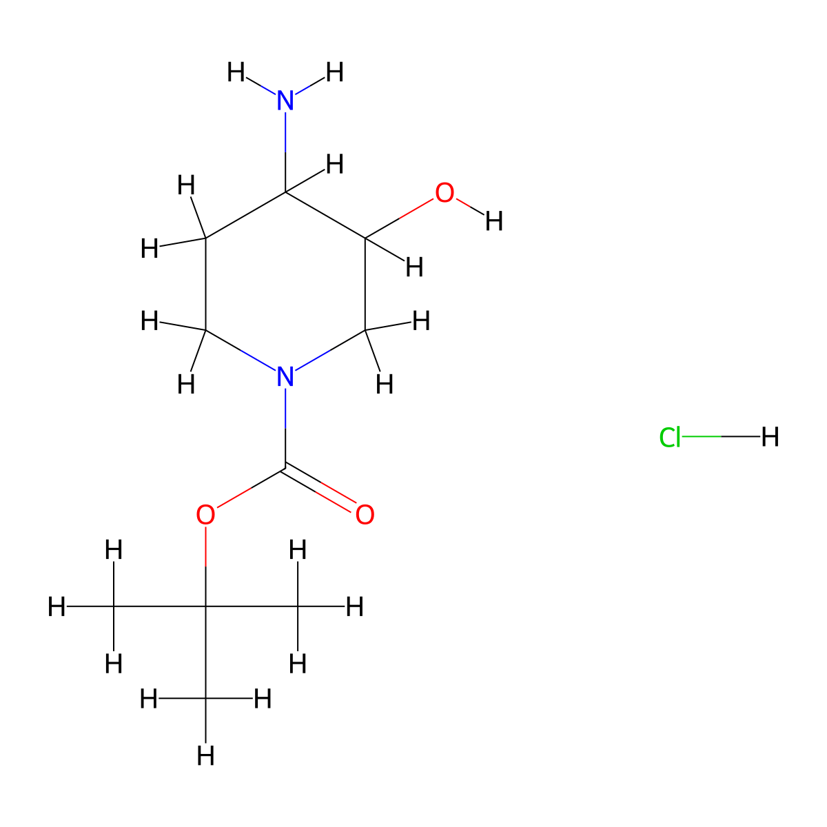 Tert-butyl 4-amino-3-hydroxypiperidine-1-carboxylate hydrochloride molecular structure, CAS 2095409-34-8