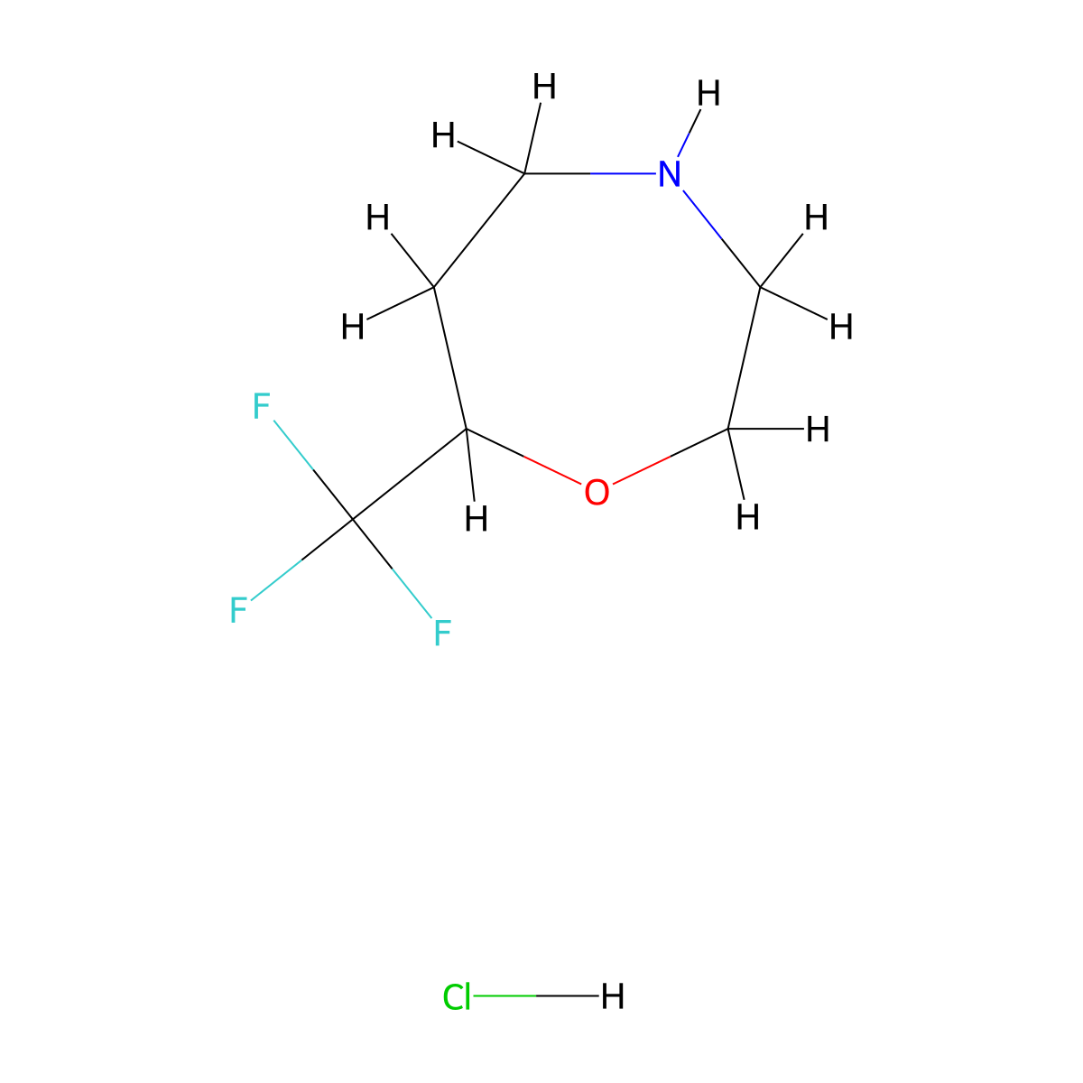 7-(Trifluoromethyl)-1,4-oxazepane hydrochloride molecular structure, CAS 2095409-35-9