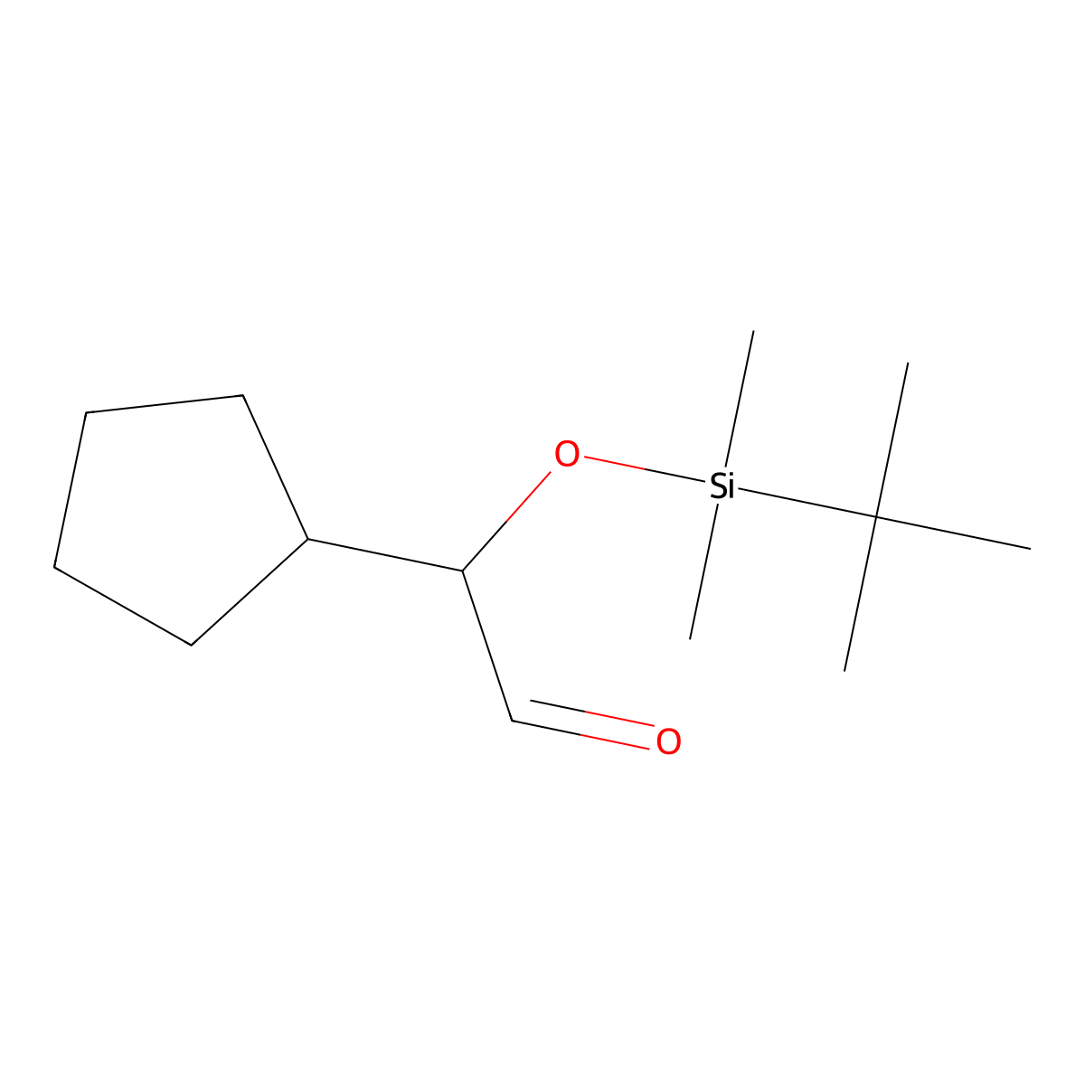 2-[(Tert-butyldimethylsilyl)oxy]-2-cyclopentylacetaldehyde molecular structure, CAS 2095409-48-4