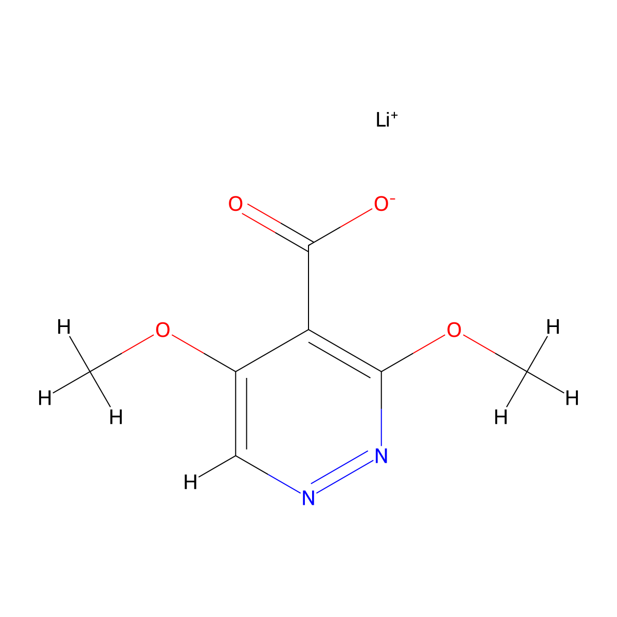 Lithium(1+) ion 3,5-dimethoxypyridazine-4-carboxylate molecular structure, CAS 2095409-50-8