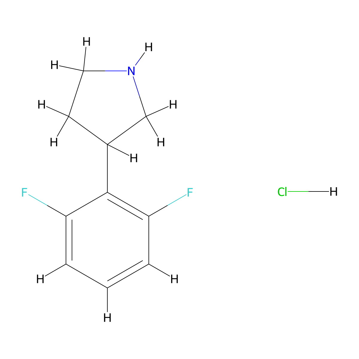 3-(2,6-Difluorophenyl)pyrrolidine hydrochloride molecular structure, CAS 2095409-58-6