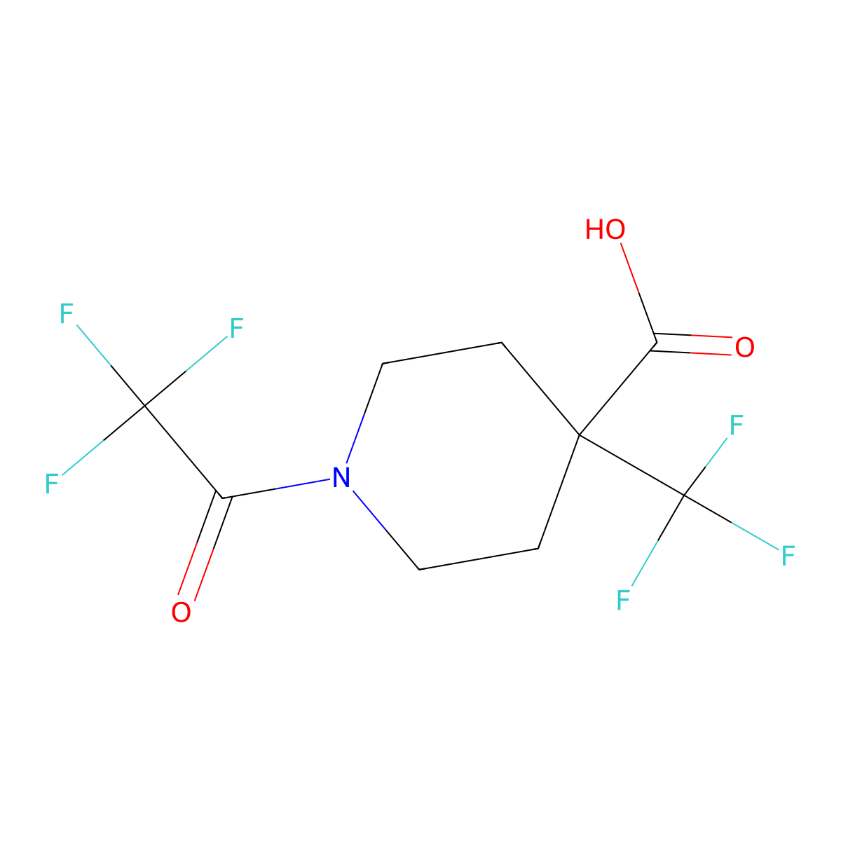 1-(Trifluoroacetyl)-4-(trifluoromethyl)piperidine-4-carboxylic acid molecular structure, CAS 2095409-59-7