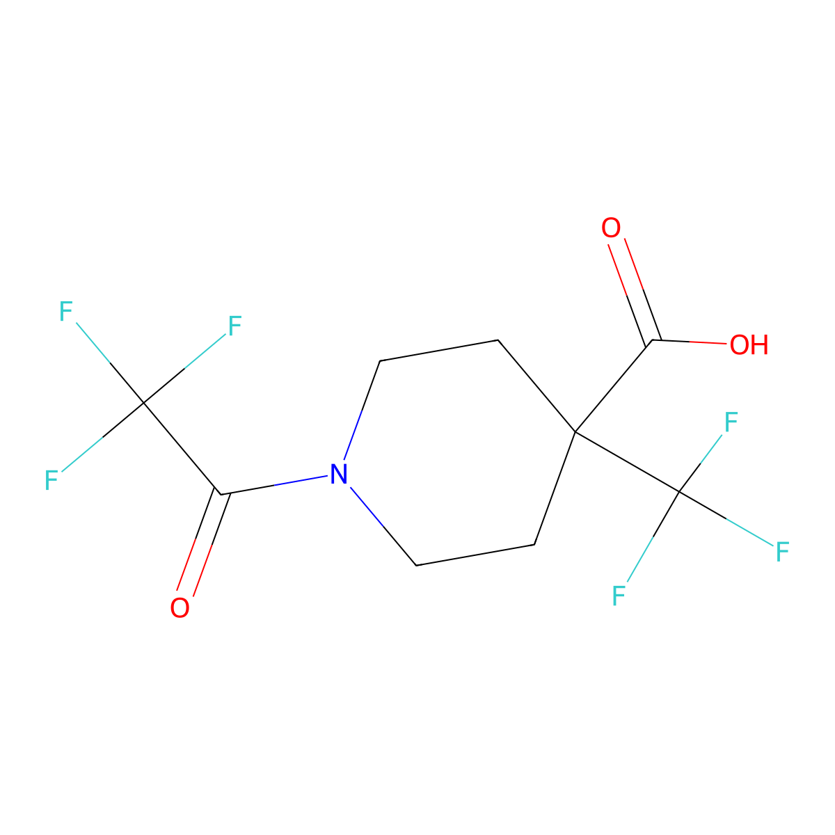 1-(Trifluoroacetyl)-4-(trifluoromethyl)piperidine-4-carboxylic acid molecular structure, CAS 2095409-59-7