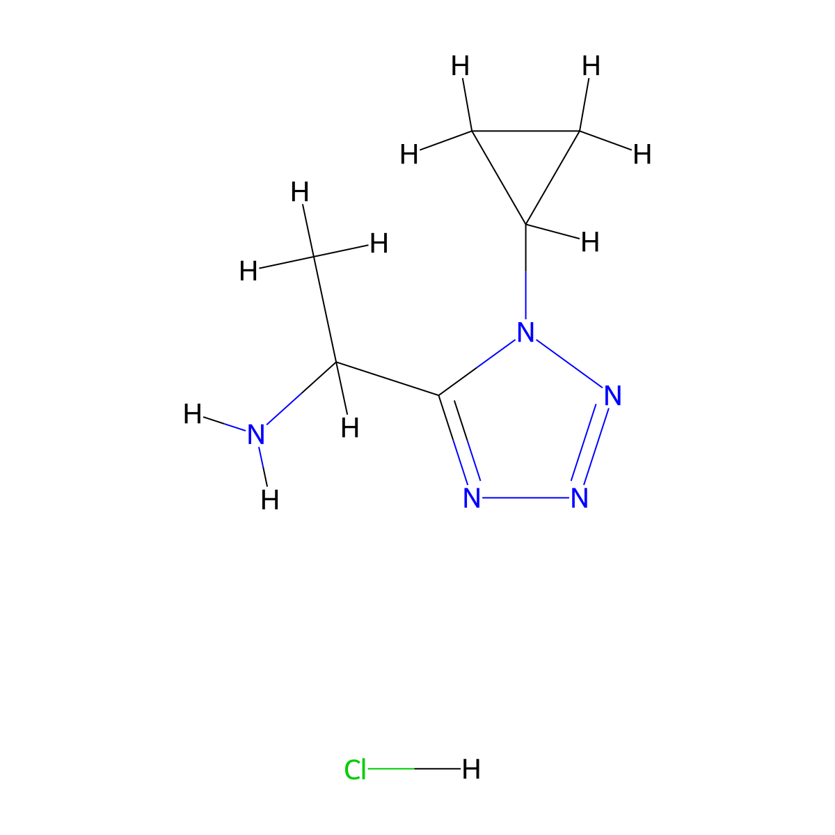 1-(1-Cyclopropyl-1H-1,2,3,4-tetrazol-5-yl)ethan-1-amine hydrochloride molecular structure, CAS 2095409-62-2