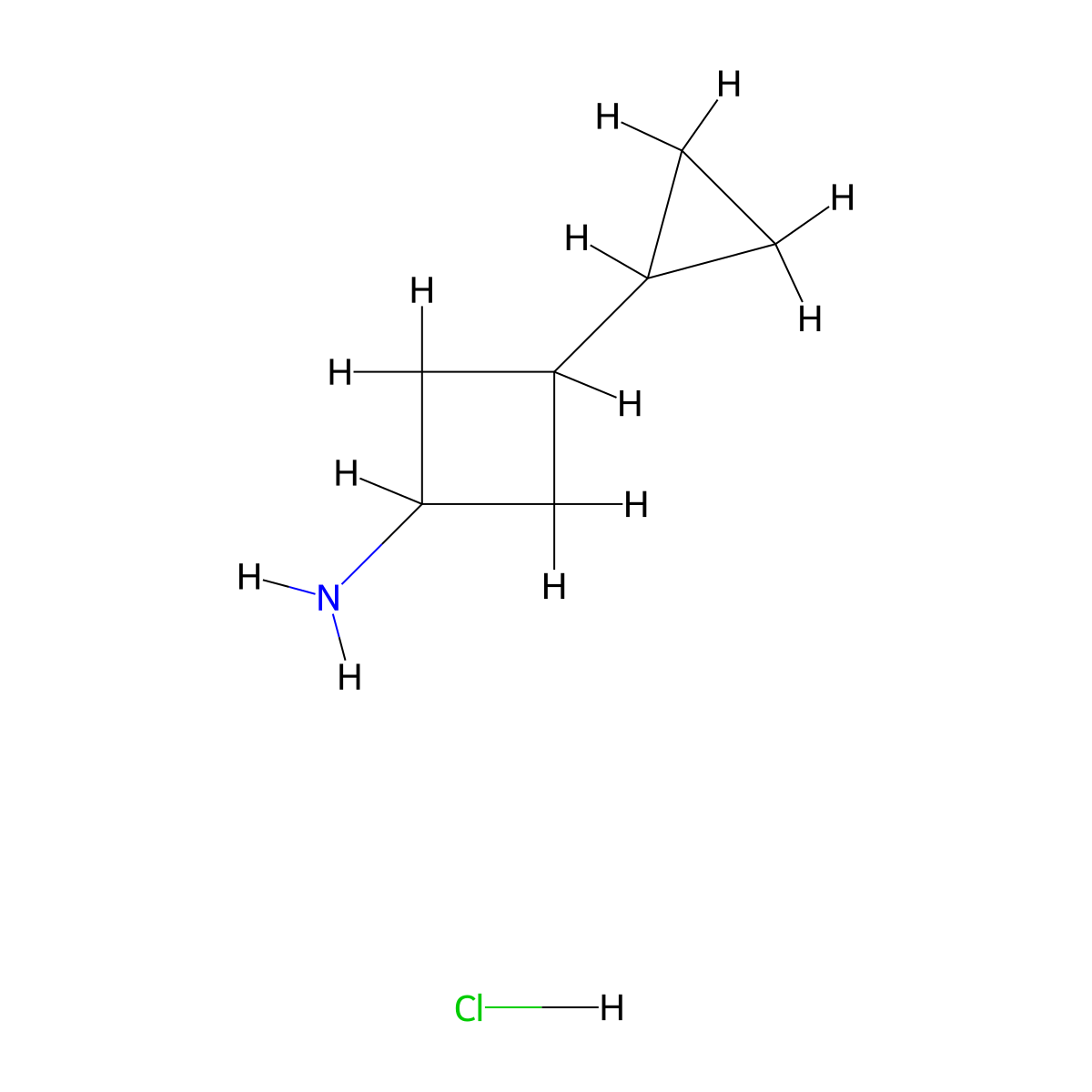 3-Cyclopropylcyclobutan-1-amine hydrochloride molecular structure, CAS 2095409-74-6