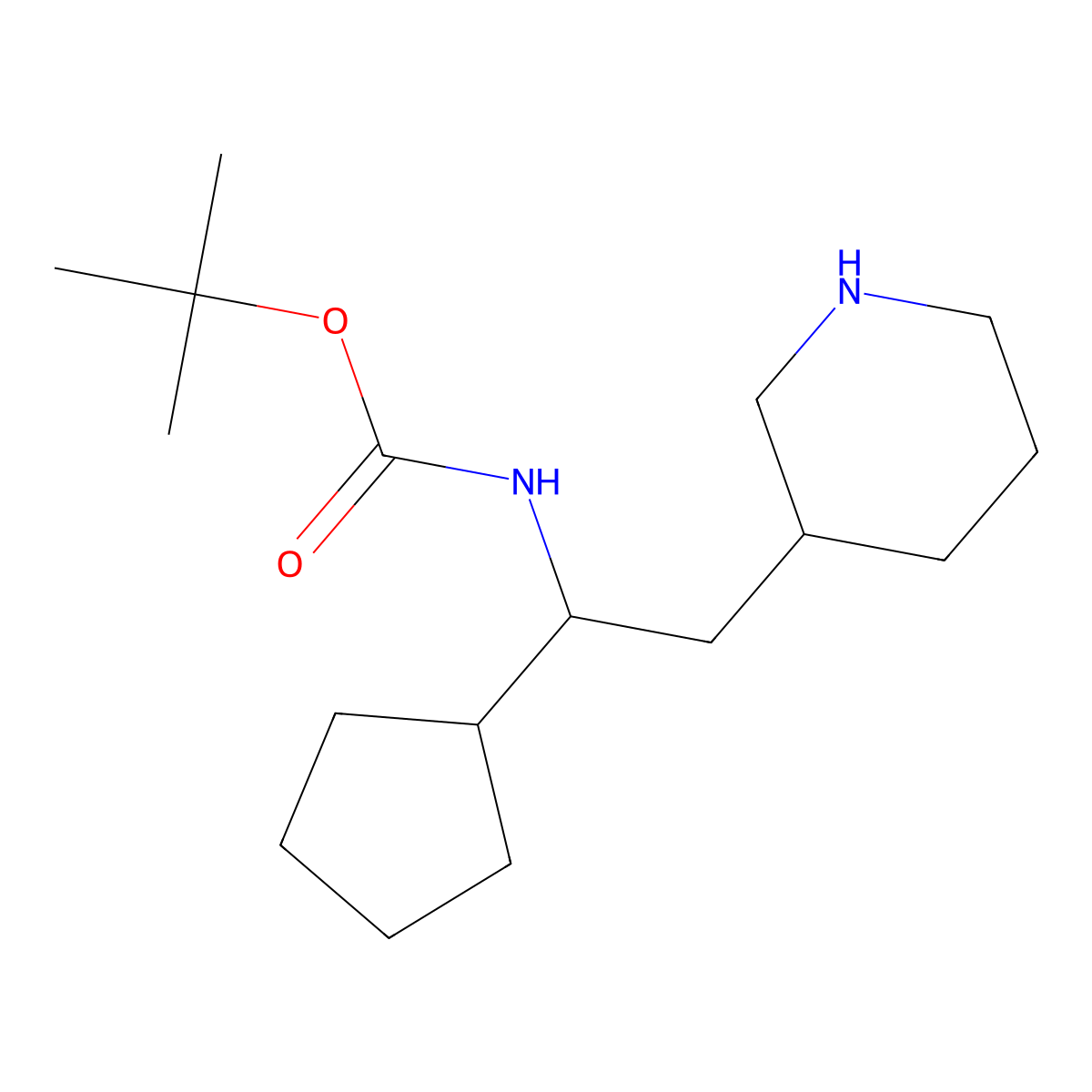 tert-butyl N-[1-cyclopentyl-2-(piperidin-3-yl)ethyl]carbamate molecular structure, CAS 2095409-79-1