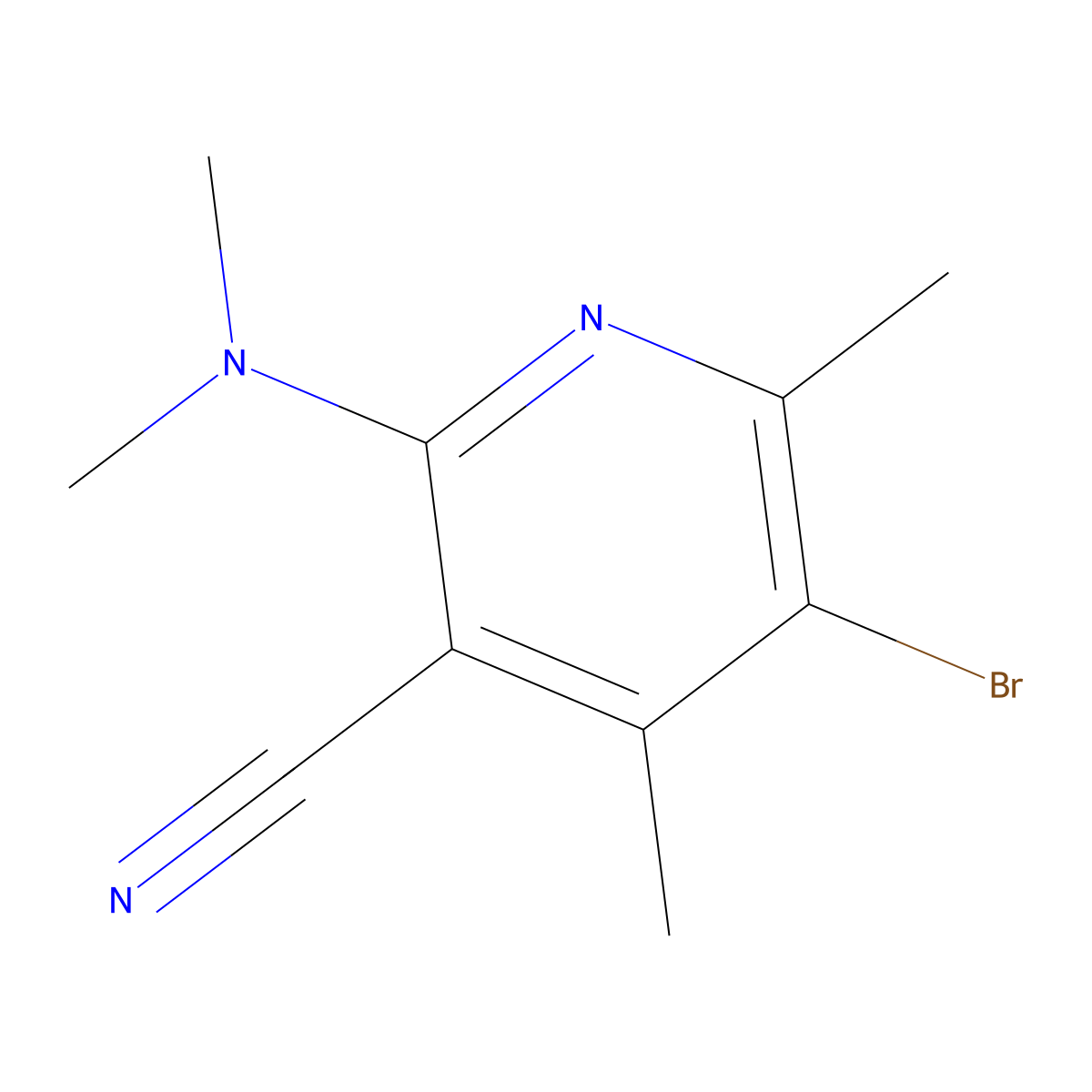 5-Bromo-2-(dimethylamino)-4,6-dimethylpyridine-3-carbonitrile molecular structure, CAS 2095409-83-7