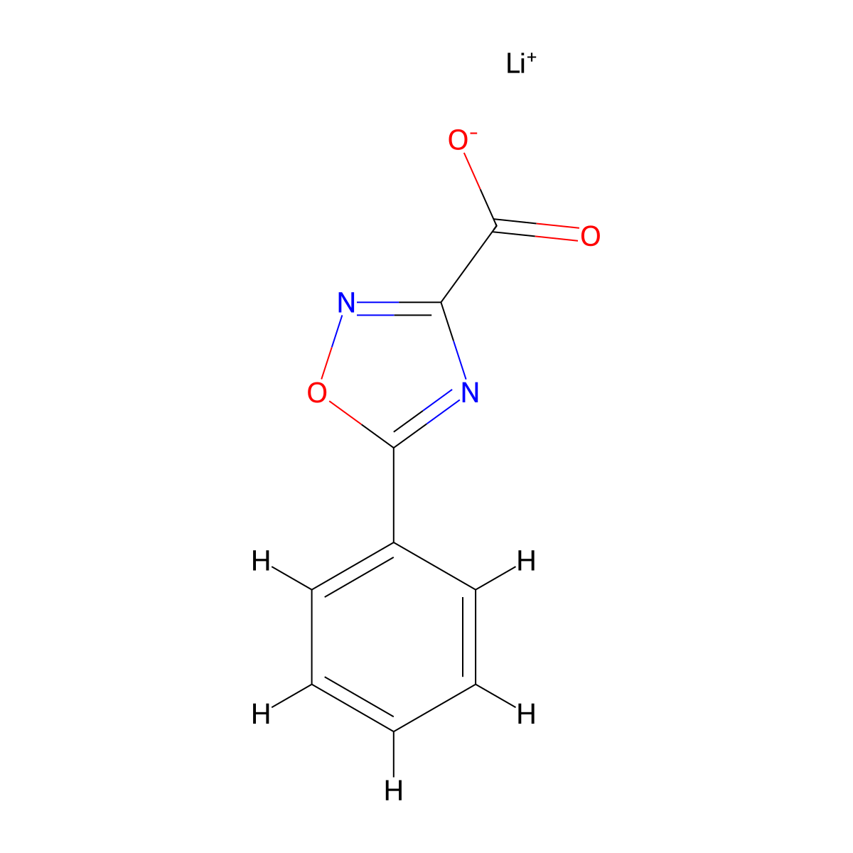 Lithium(1+) ion 5-phenyl-1,2,4-oxadiazole-3-carboxylate molecular structure, CAS 2095409-84-8