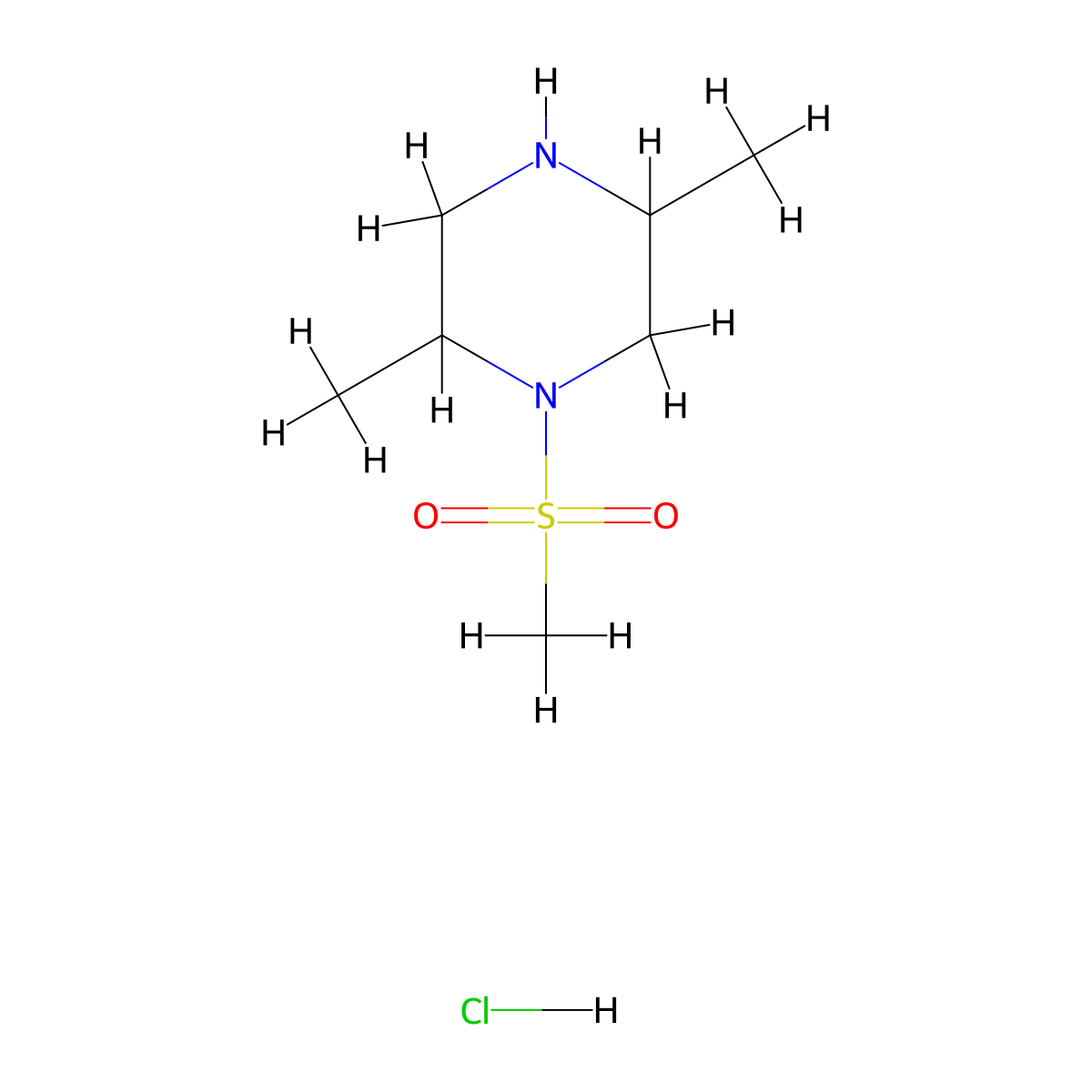 1-Methanesulfonyl-2,5-dimethylpiperazine hydrochloride molecular structure, CAS 2095409-96-2