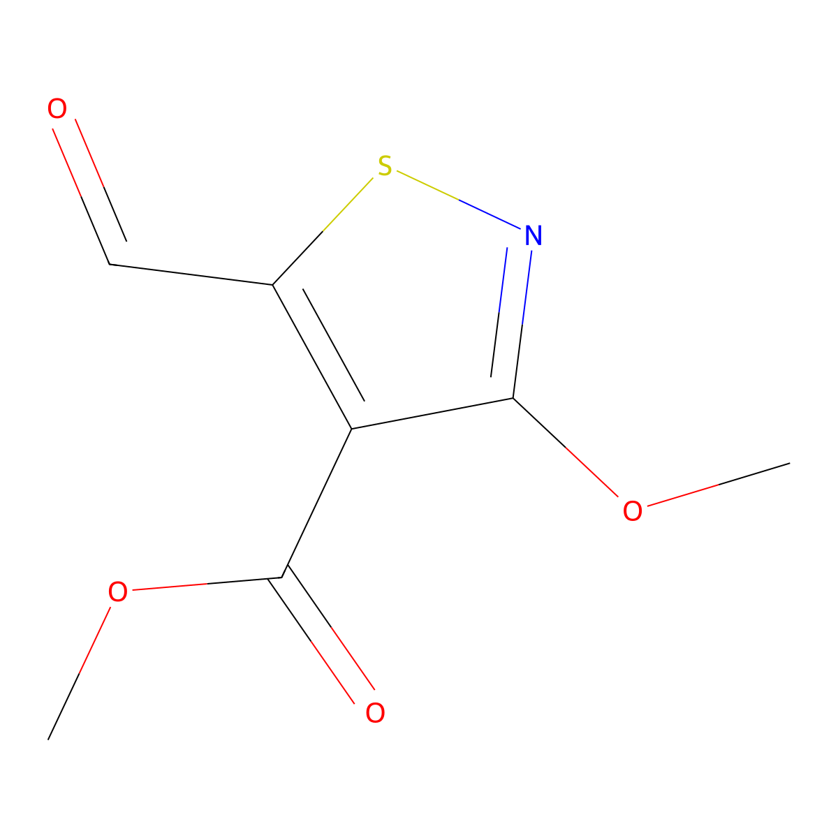 Methyl 5-formyl-3-methoxy-1,2-thiazole-4-carboxylate molecular structure, CAS 2095409-99-5