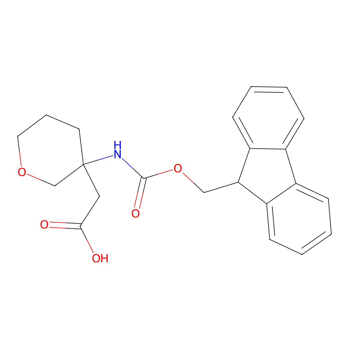 2-[3-({[(9H-fluoren-9-yl)methoxy]carbonyl}amino)oxan-3-yl]acetic acid molecular structure, CAS 2095410-11-8