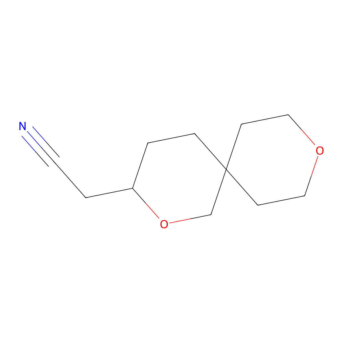 2-{2,9-Dioxaspiro[5.5]undecan-3-yl}acetonitrile molecular structure, CAS 2095410-13-0