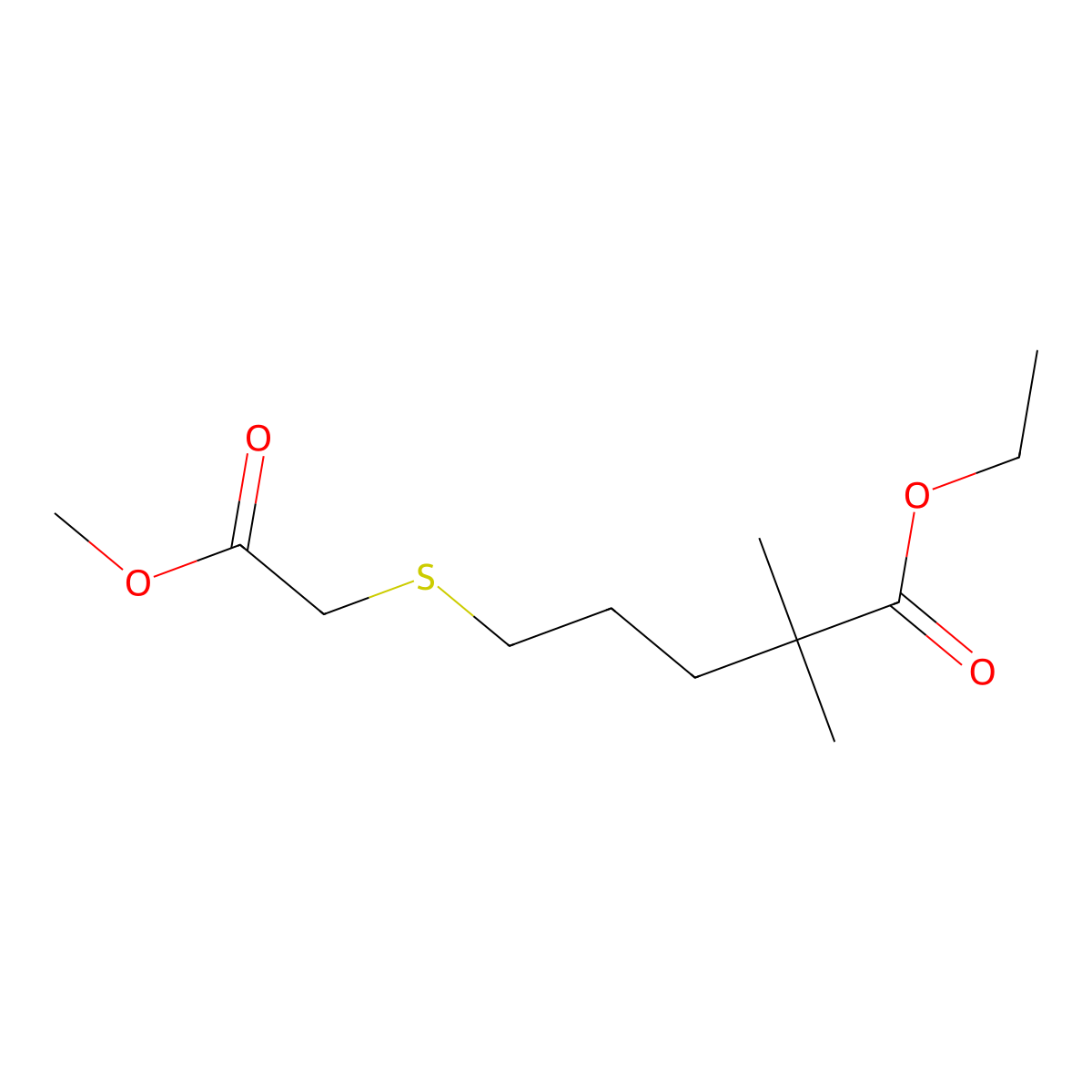 Ethyl 5-[(2-methoxy-2-oxoethyl)sulfanyl]-2,2-dimethylpentanoate molecular structure, CAS 2095410-20-9