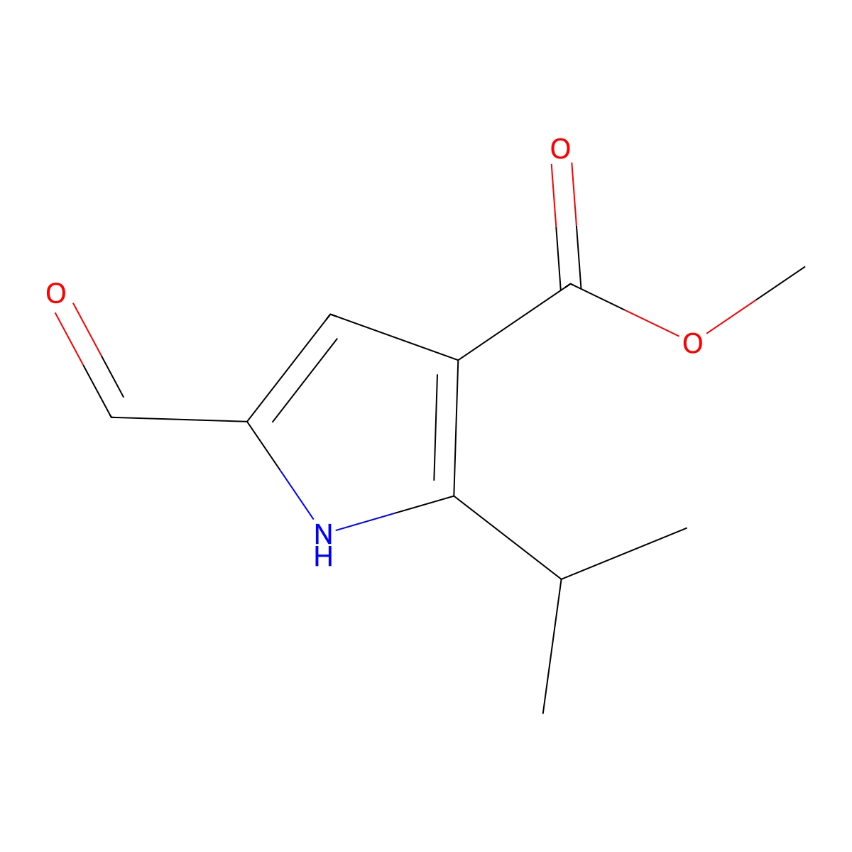 Methyl 5-formyl-2-(propan-2-yl)-1H-pyrrole-3-carboxylate molecular structure, CAS 2095410-30-1