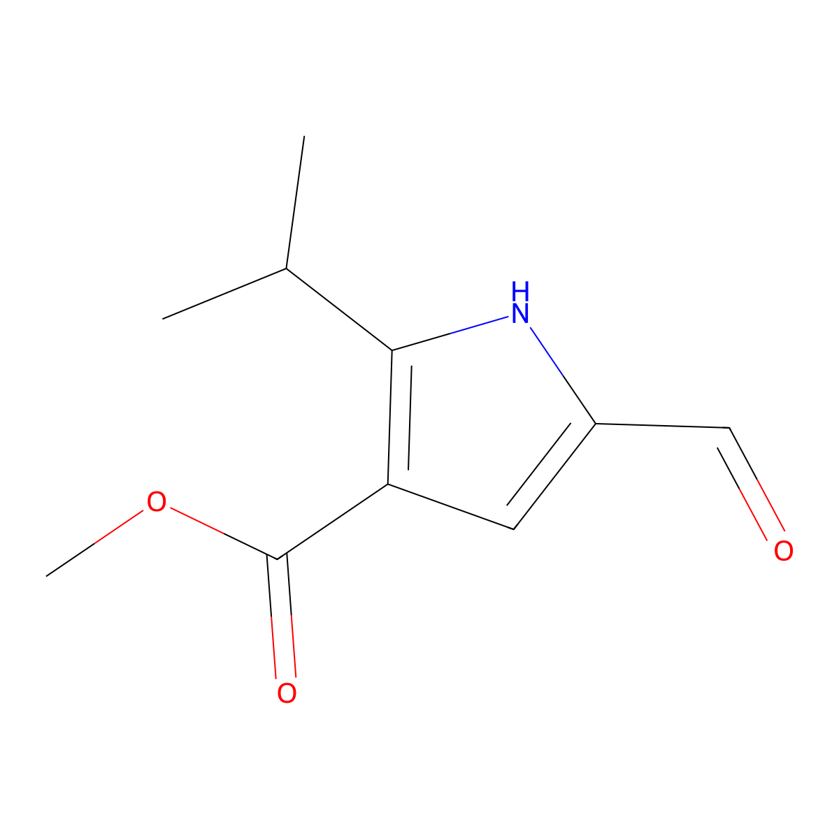 Methyl 5-formyl-2-(propan-2-yl)-1H-pyrrole-3-carboxylate molecular structure, CAS 2095410-30-1