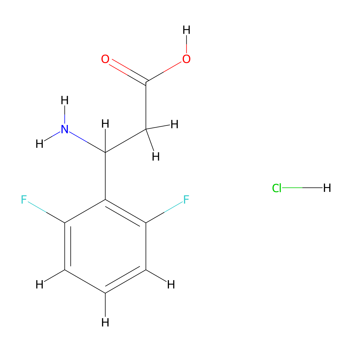 3-Amino-3-(2,6-difluorophenyl)propanoic acid hydrochloride molecular structure, CAS 2095410-33-4