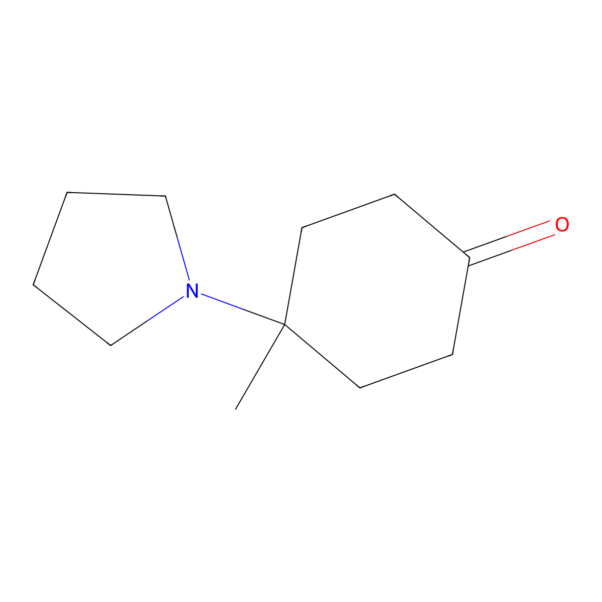 4-Methyl-4-(pyrrolidin-1-yl)cyclohexan-1-one molecular structure, CAS 2095410-37-8