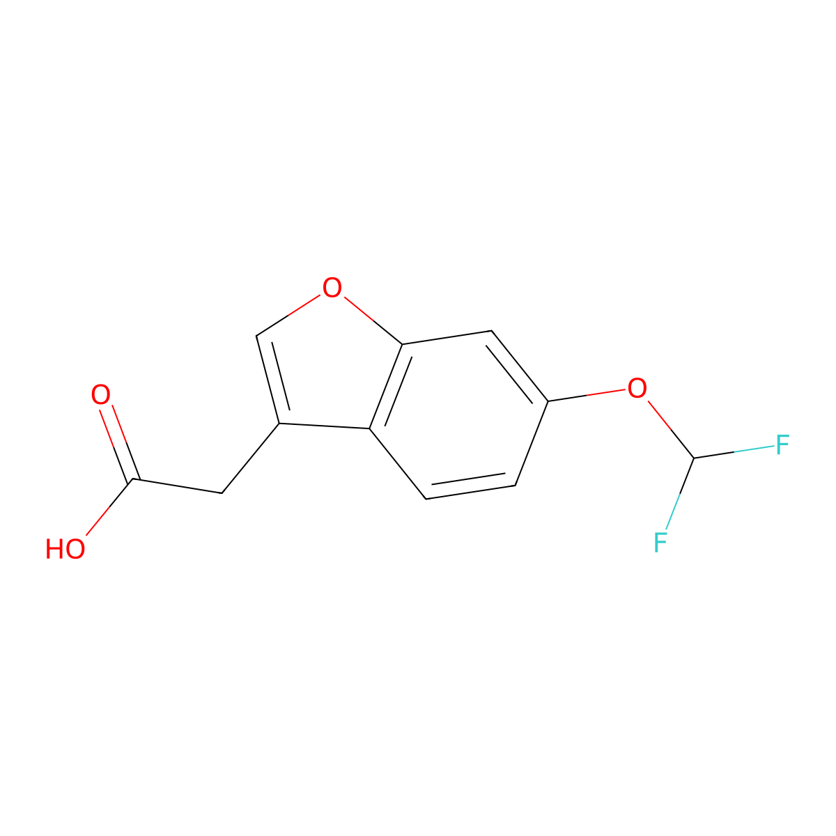 2-[6-(Difluoromethoxy)-1-benzofuran-3-yl]acetic acid molecular structure, CAS 2095410-44-7