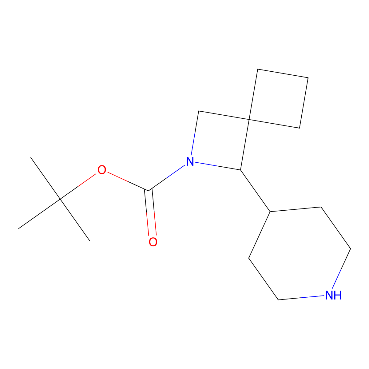 tert-Butyl 1-(piperidin-4-yl)-2-azaspiro[3.3]heptane-2-carboxylate molecular structure, CAS 2095410-45-8