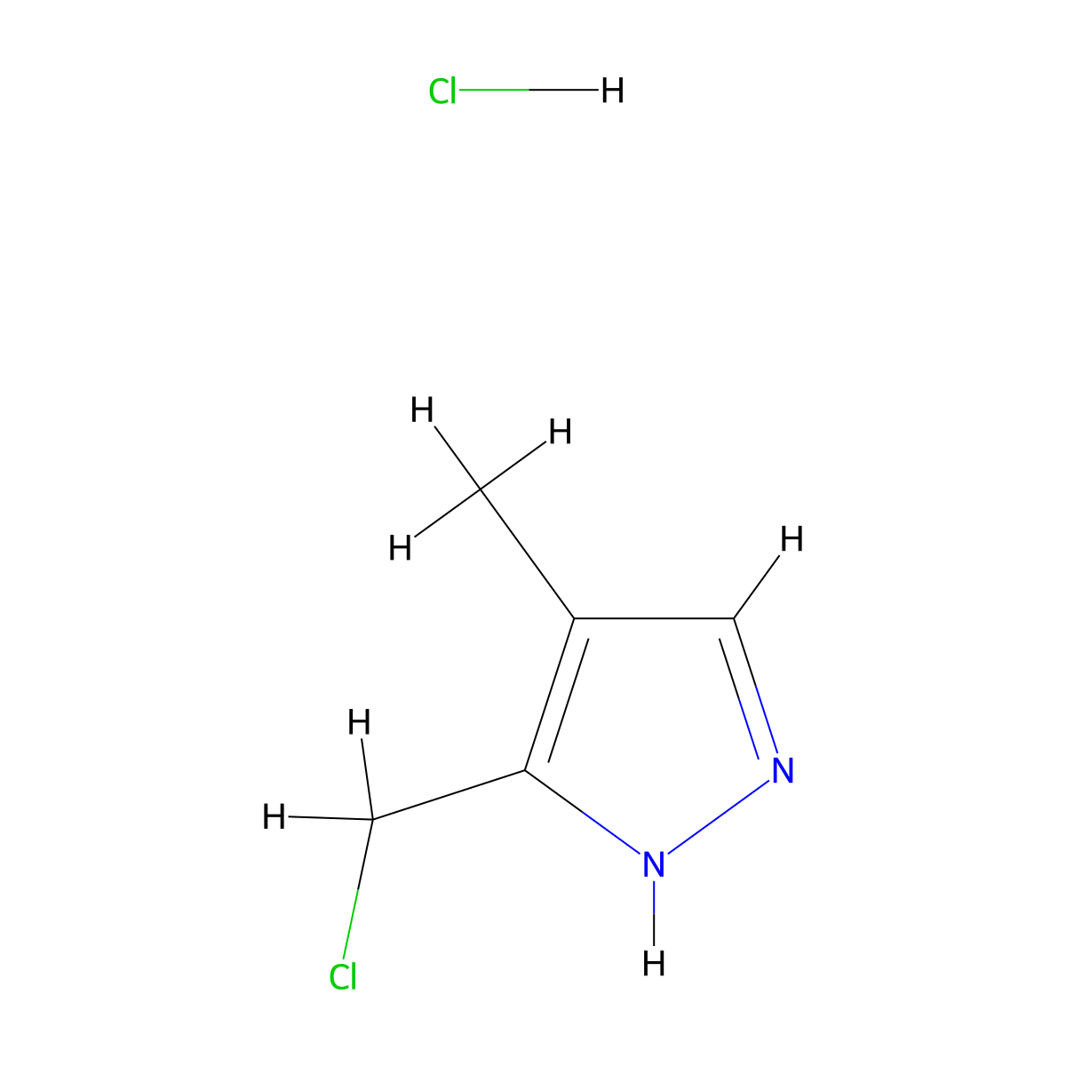 3-(Chloromethyl)-4-methyl-1H-pyrazole hydrochloride molecular structure, CAS 2095410-54-9
