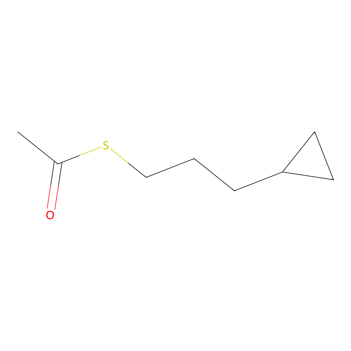 1-[(3-Cyclopropylpropyl)sulfanyl]ethan-1-one molecular structure, CAS 2095410-61-8