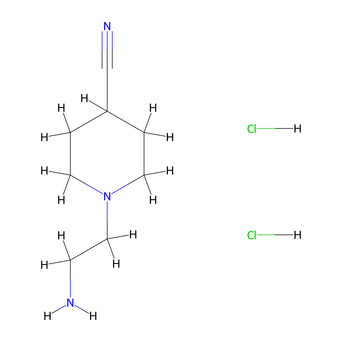 1-(2-Aminoethyl)piperidine-4-carbonitrile dihydrochloride molecular structure, CAS 2095410-63-0