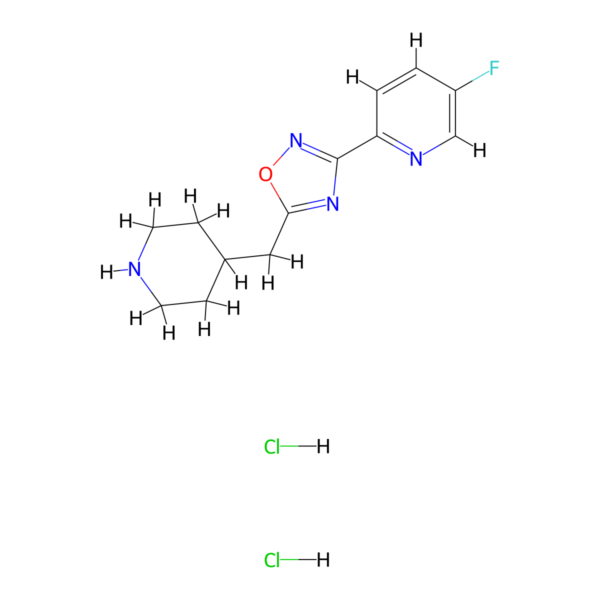 3-(5-Fluoropyridin-2-yl)-5-(piperidin-4-ylmethyl)-1,2,4-oxadiazole dihydrochloride molecular structure, CAS 2095410-64-1