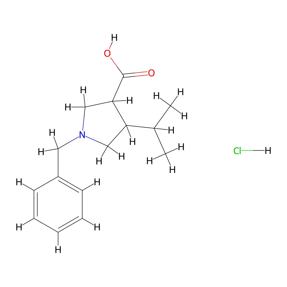 1-Benzyl-4-(propan-2-yl)pyrrolidine-3-carboxylic acid hydrochloride molecular structure, CAS 2095410-72-1
