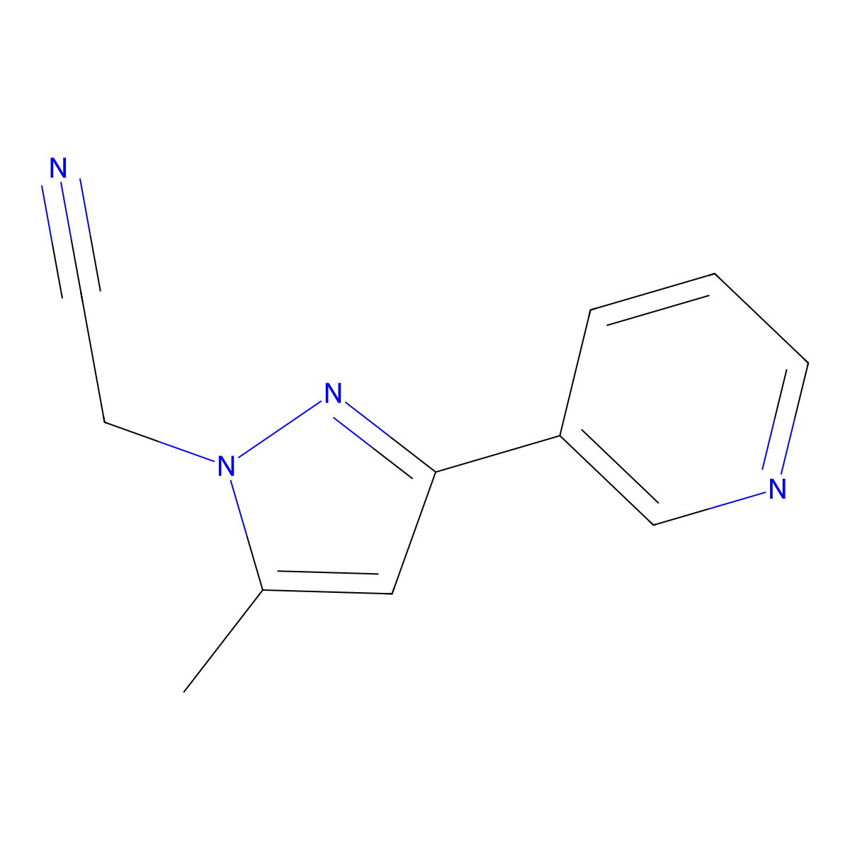 2-(5-methyl-3-(pyridin-3-yl)-1H-pyrazol-1-yl)acetonitrile molecular structure, CAS 2095410-80-1