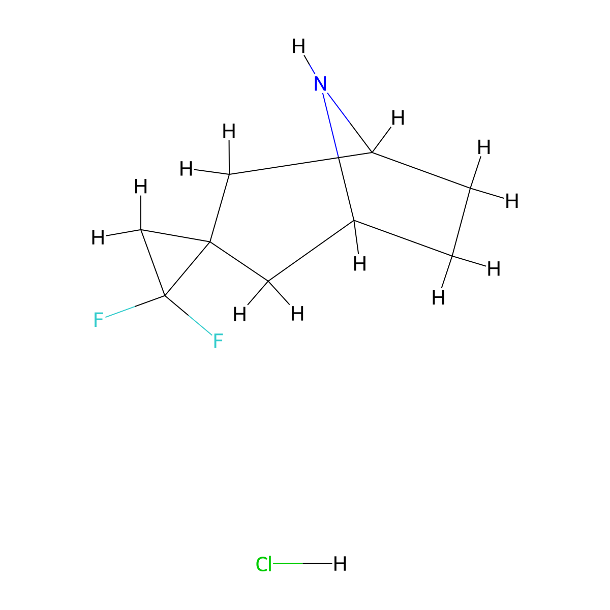 2',2'-Difluoro-8-azaspiro[bicyclo[3.2.1]octane-3,1'-cyclopropane] hydrochloride molecular structure, CAS 2095410-82-3