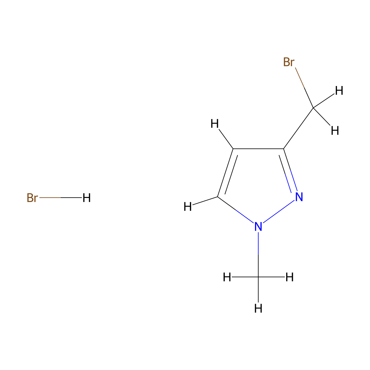 3-(bromomethyl)-1-methyl-1H-pyrazole hydrobromide molecular structure, CAS 2095410-83-4