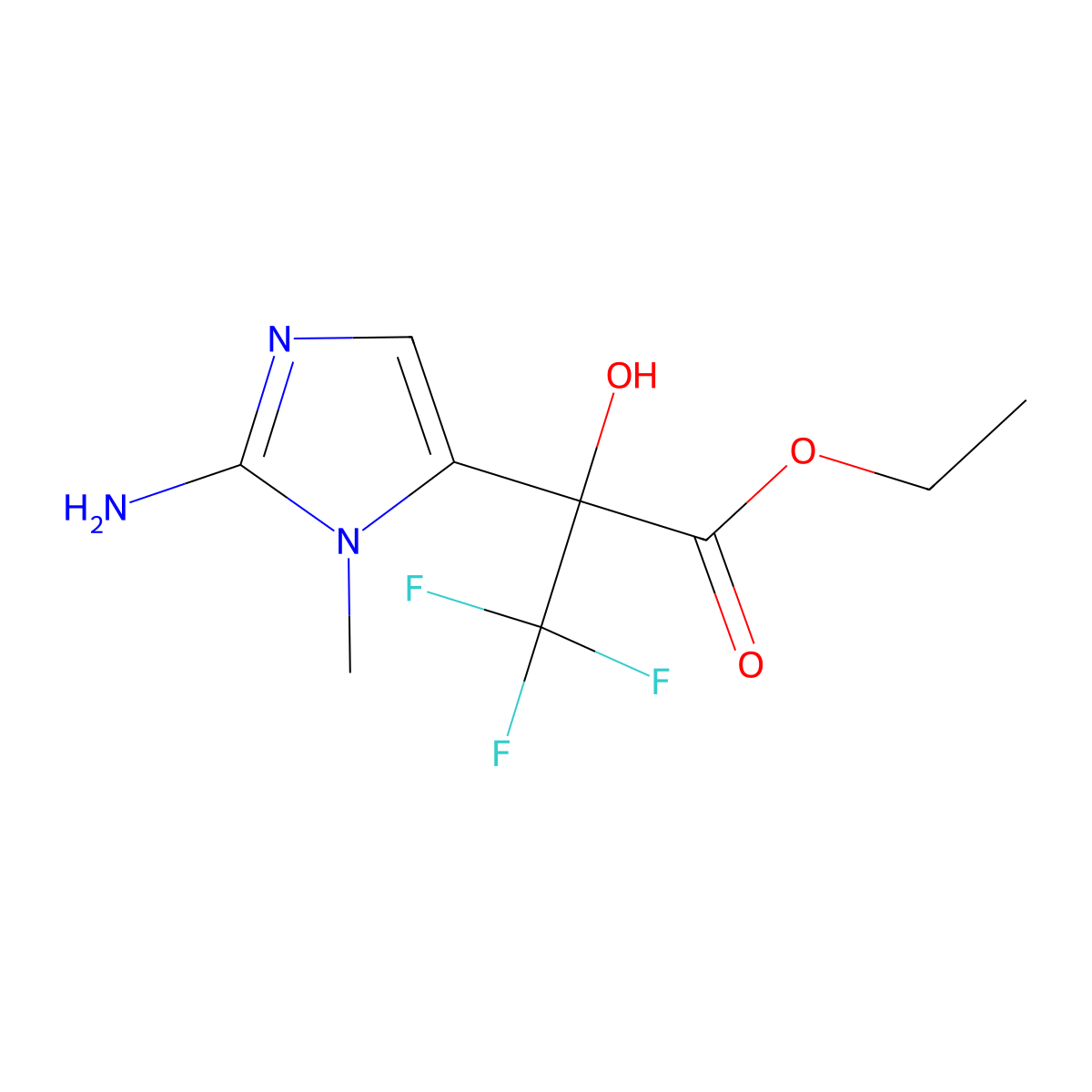 Ethyl 2-(2-amino-1-methyl-1H-imidazol-5-yl)-3,3,3-trifluoro-2-hydroxypropanoate molecular structure, CAS 2095410-91-4