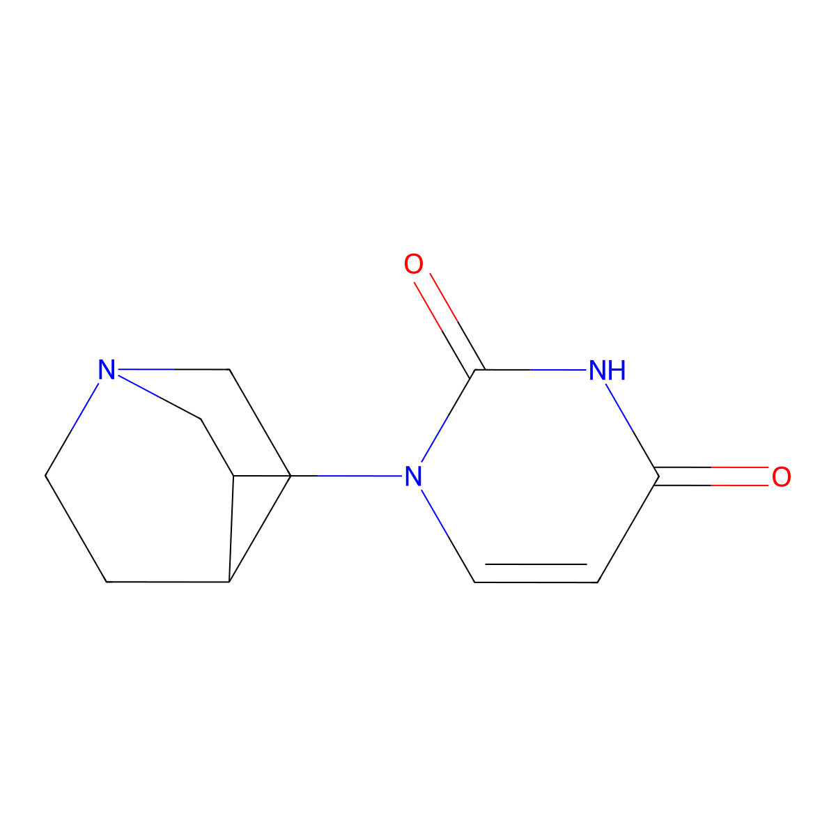 1-{1-Azabicyclo[2.2.2]octan-3-yl}-1,2,3,4-tetrahydropyrimidine-2,4-dione molecular structure, CAS 2095410-92-5