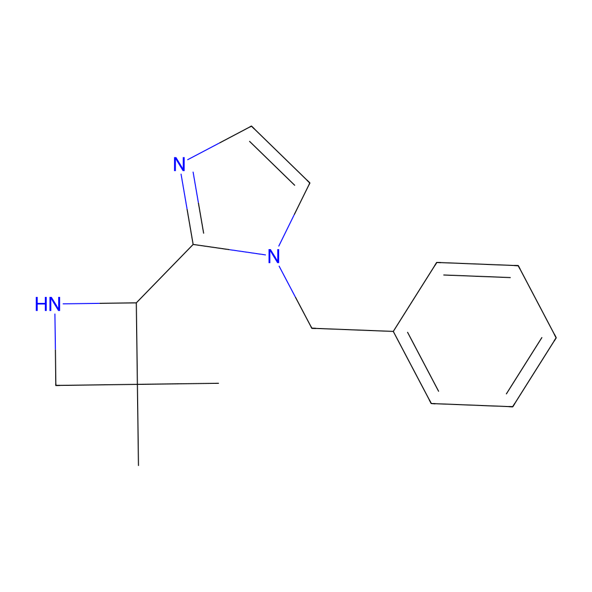 1-benzyl-2-(3,3-dimethylazetidin-2-yl)-1H-imidazole molecular structure, CAS 2095410-96-9