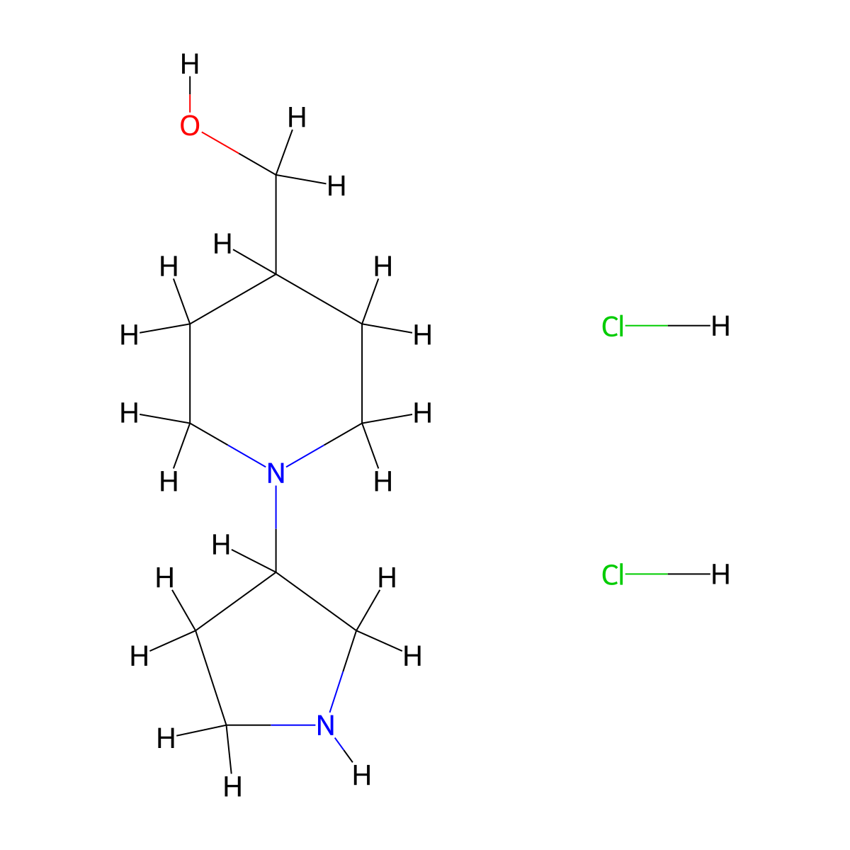 (1-(Pyrrolidin-3-yl)piperidin-4-yl)methanol dihydrochloride molecular structure, CAS 2095411-02-0