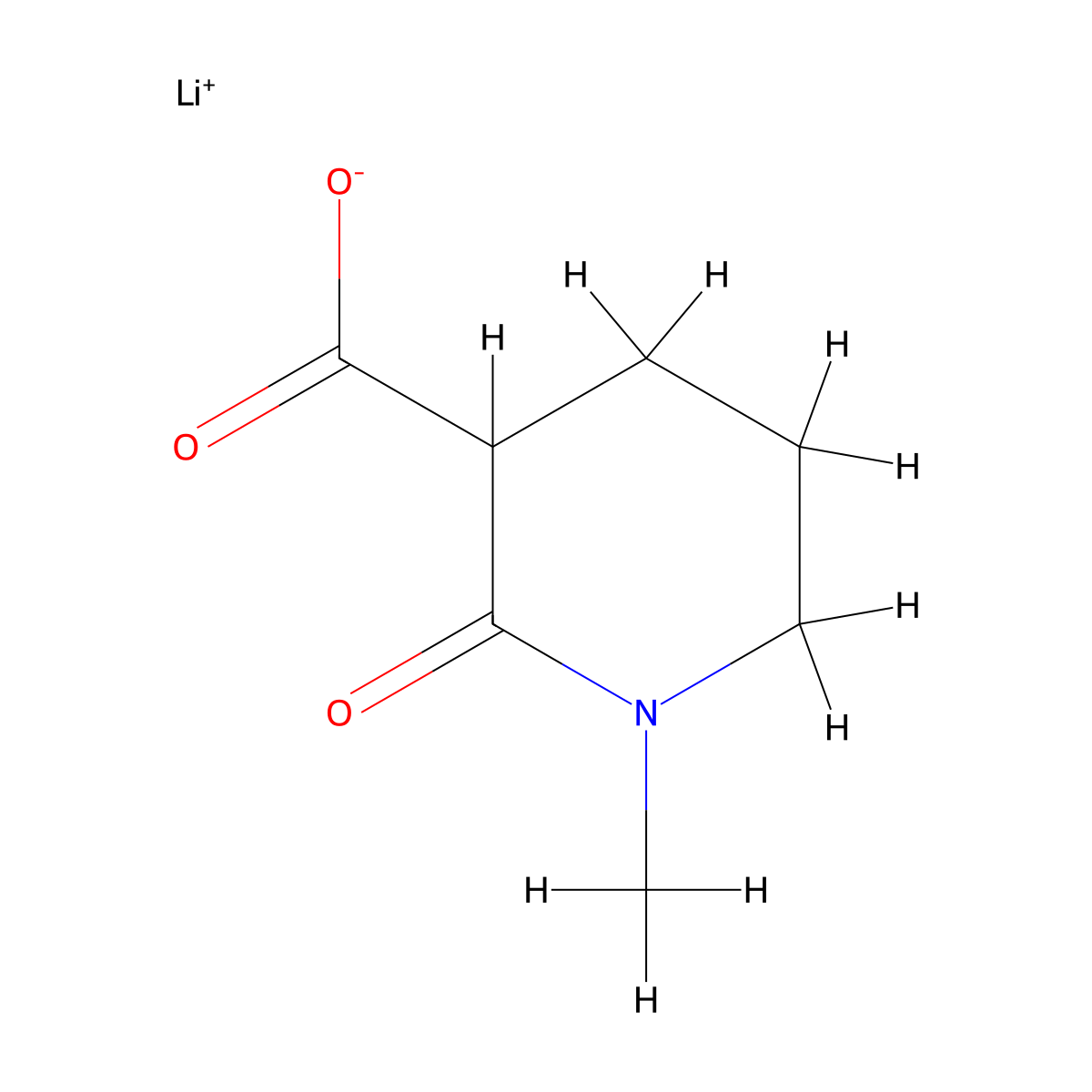 Lithium(1+) ion 1-methyl-2-oxopiperidine-3-carboxylate molecular structure, CAS 2095411-03-1