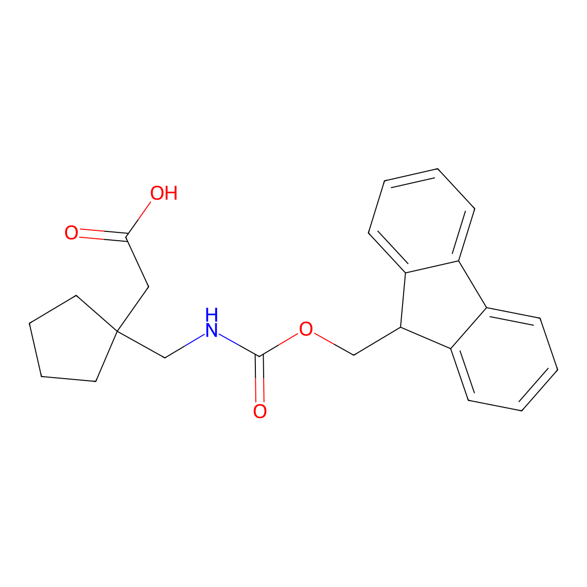 2-{1-[({[(9H-fluoren-9-yl)methoxy]carbonyl}amino)methyl]cyclopentyl}acetic acid molecular structure, CAS 2095411-04-2