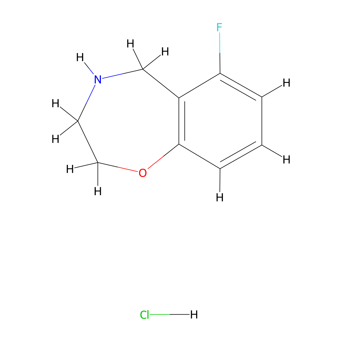 6-Fluoro-2,3,4,5-tetrahydro-1,4-benzoxazepine hydrochloride molecular structure, CAS 2095411-11-1